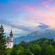 Maria Gern church and Watzmann mountain in Germany at sunset - PhotoDune Item for Sale