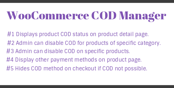 WooCommerce Cod Manager