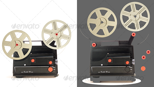 Super 8 projector parts - Technology Isolated Objects
