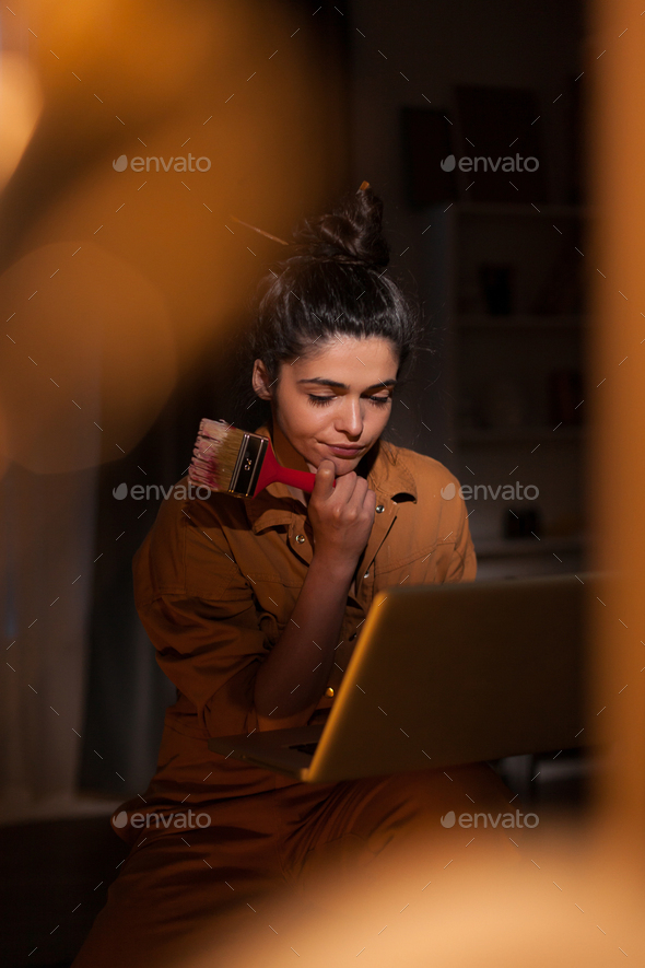Focused young artist - Stock Photo - Images