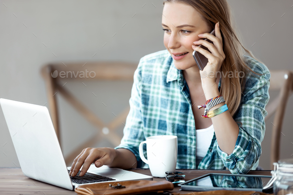 Young Woman Working Online - Stock Photo - Images