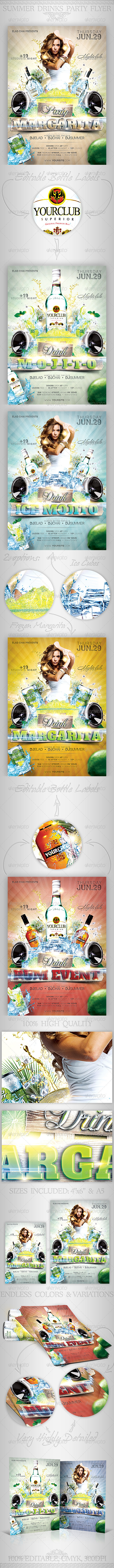 Summer Drinks Event Party Flyer - Clubs & Parties Events