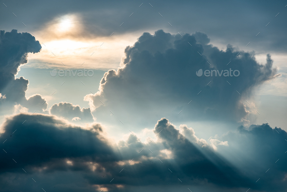 Dramatic sky - light from heaven. Sun and clouds.