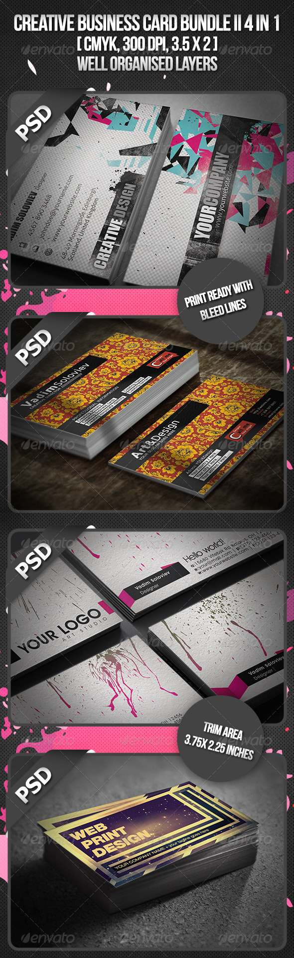 Creative Business Card Bundle II 4 in 1 - Business Cards Print Templates