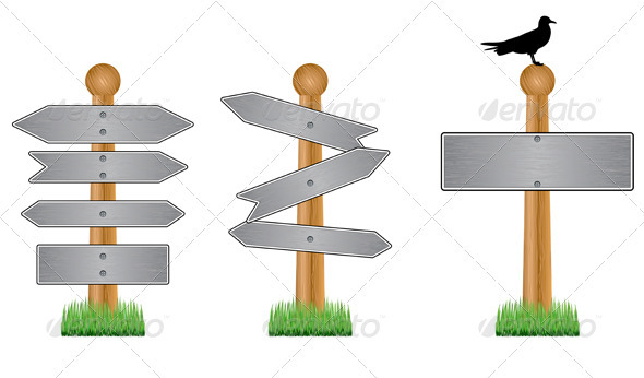 Metal crossroad signs