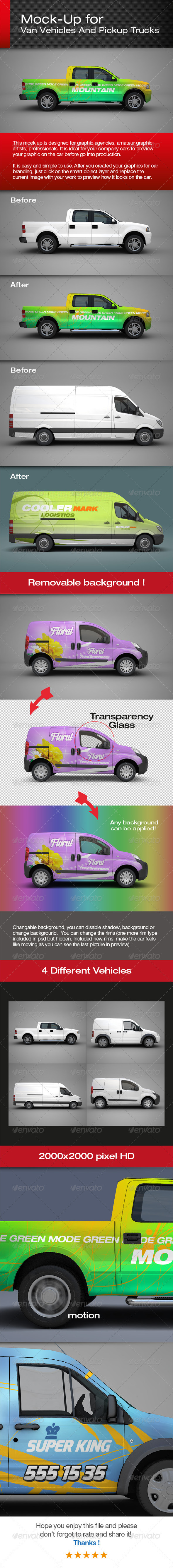 Van Vehicles And Pickup Trucks Mock-Up - Vehicle Wraps Print