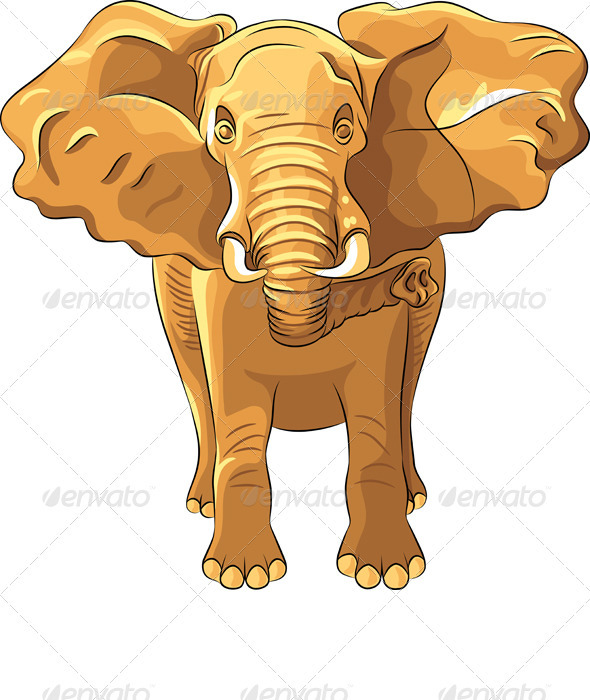 Vector red African elephant
