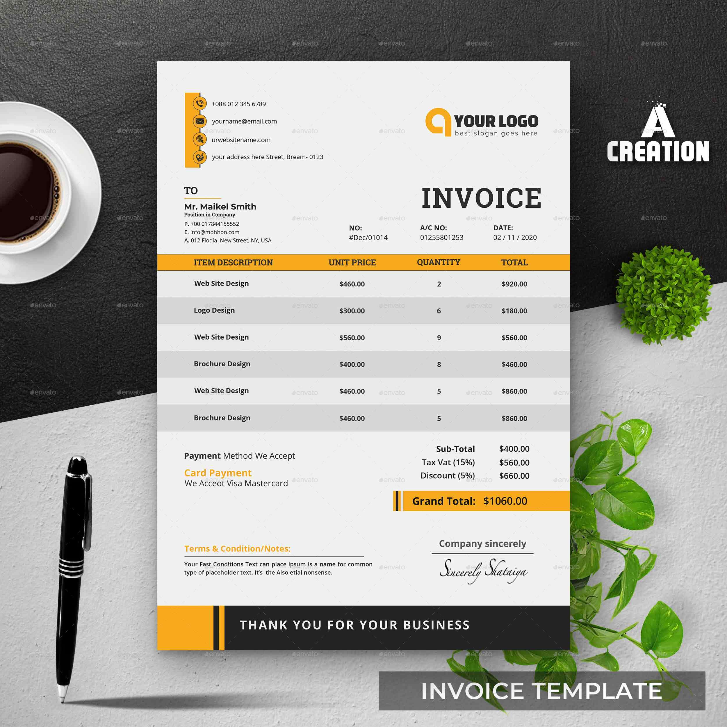 Invoice Excel, Print Templates | GraphicRiver