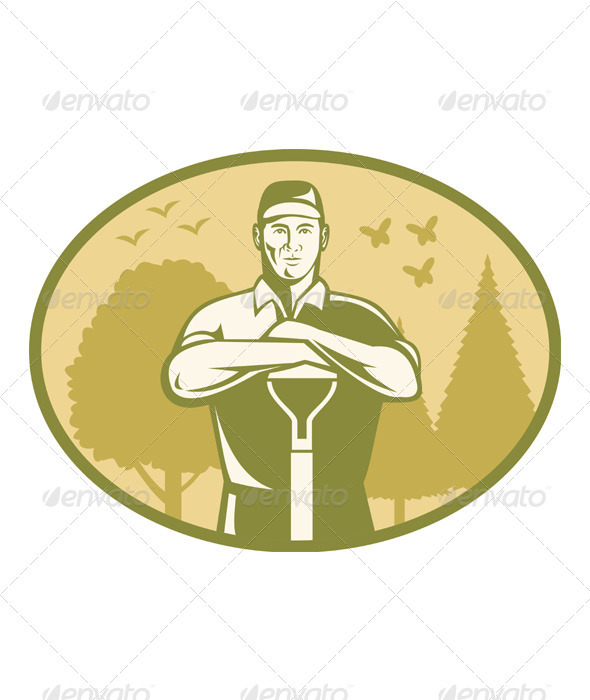 Gardener Landscaper Farmer Retro - People Characters