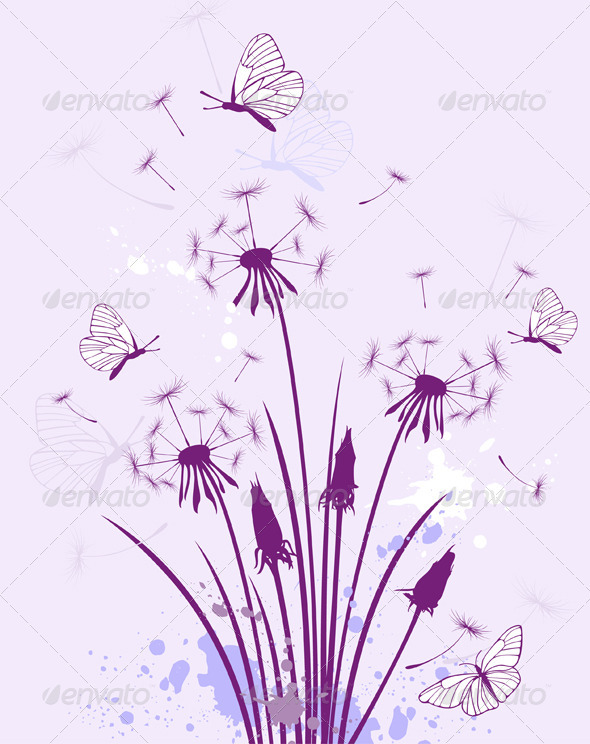Floral Background with Dandelions - Flowers & Plants Nature