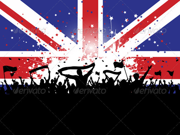 crowd with banners and flags - People Characters
