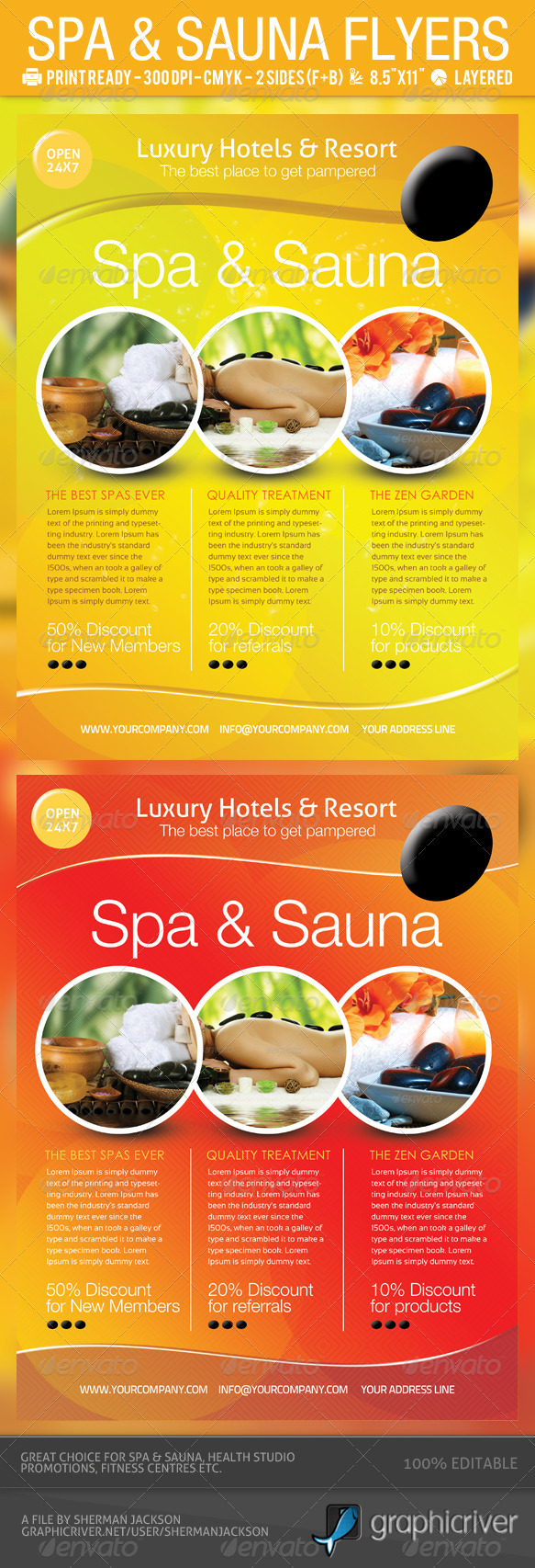 Spa & Sauna Flyers PSD Template - Commerce Flyers