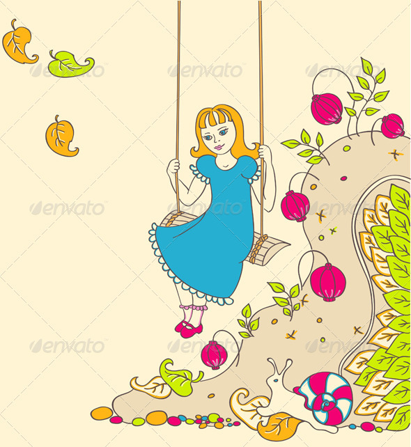 Background with a Little Girl - People Characters