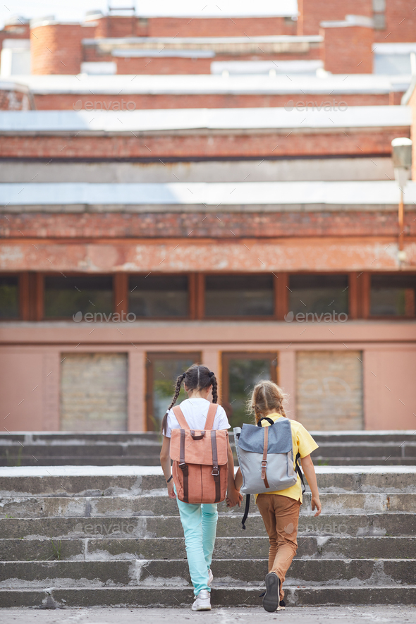 Girls Walking to School - Stock Photo - Images