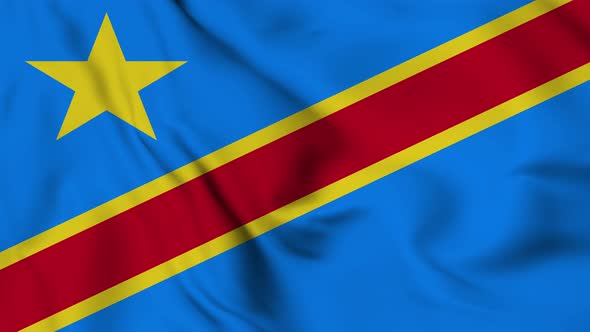 Congo-Kinshasa flag seamless closeup waving animation