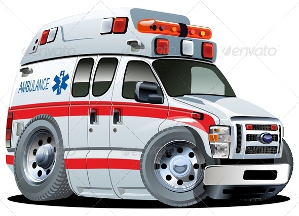 Vector Cartoon Ambulance - Health/Medicine Conceptual