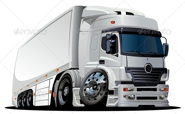 Vector Cartoon Cargo Semi Truck - Man-made Objects Objects