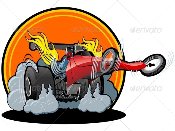 Vector Cartoon Dragster - Sports/Activity Conceptual
