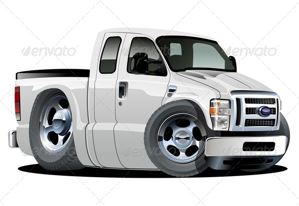 Vector Cartoon Pickup - Man-made Objects Objects