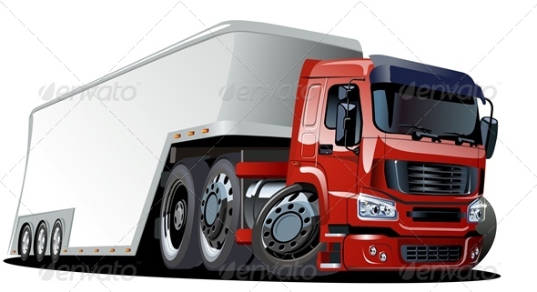 Vector Cartoon Cargo Truck - Man-made Objects Objects