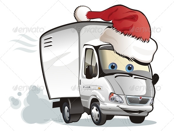 Vector Cartoon Christmas Truck - Christmas Seasons/Holidays