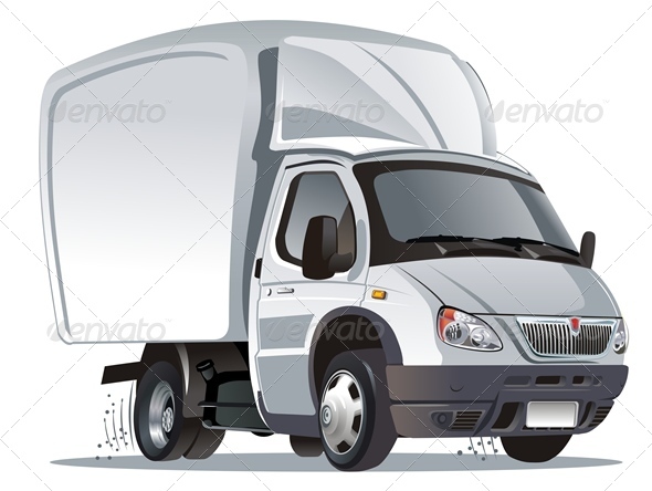 Vector Cartoon Delivery Cargo Truck - Man-made Objects Objects
