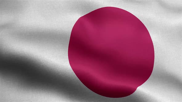 Japan Flag Seamless Closeup Waving Animation