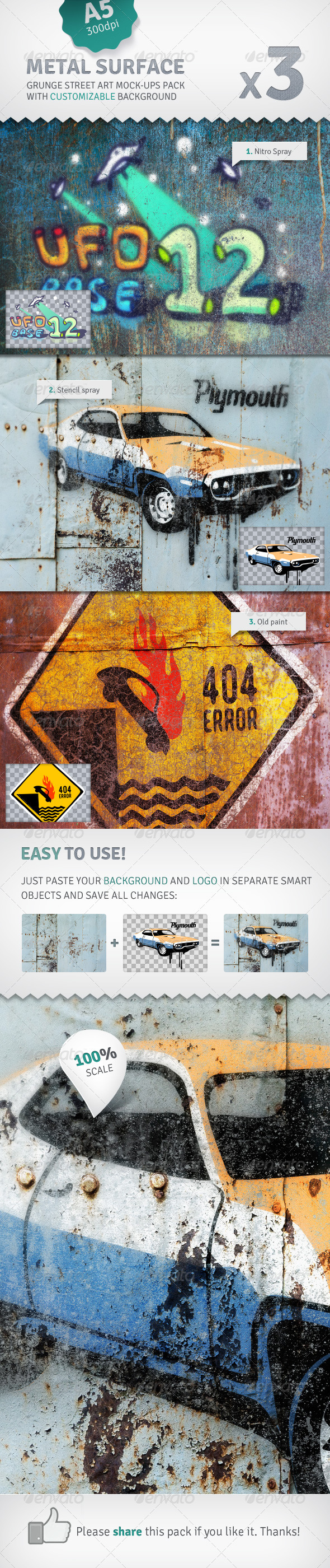 Metal Surface - 3 Graffiti Street Art Mockups