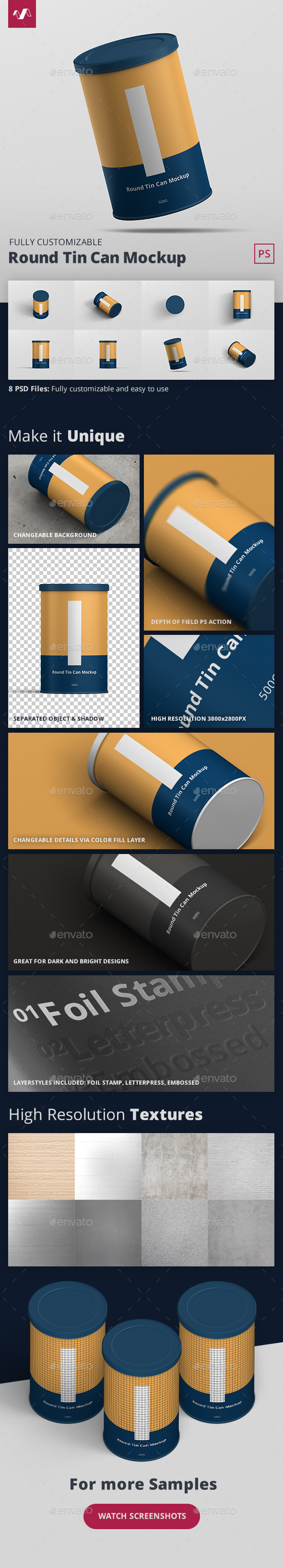 Download Tin Can Mockup Round By Visconbiz Graphicriver