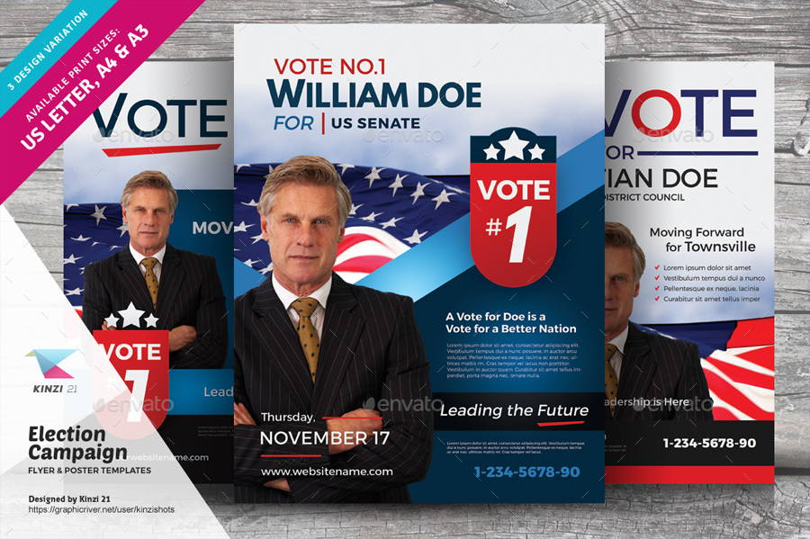 Election Campaign Flyer and Poster Templates, Print Templates ...