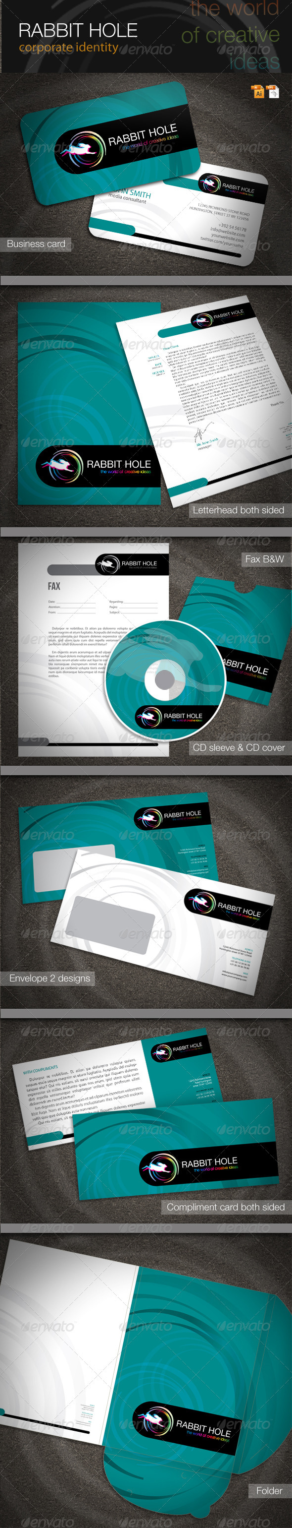 Rabbit Hole Corporate Identity - Stationery Print Templates