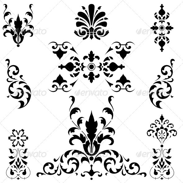 Medieval ornaments on white - Flourishes / Swirls Decorative