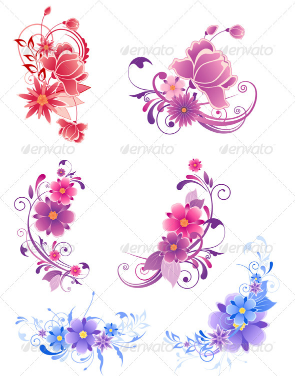 Floral Decorative Elements - Flourishes / Swirls Decorative