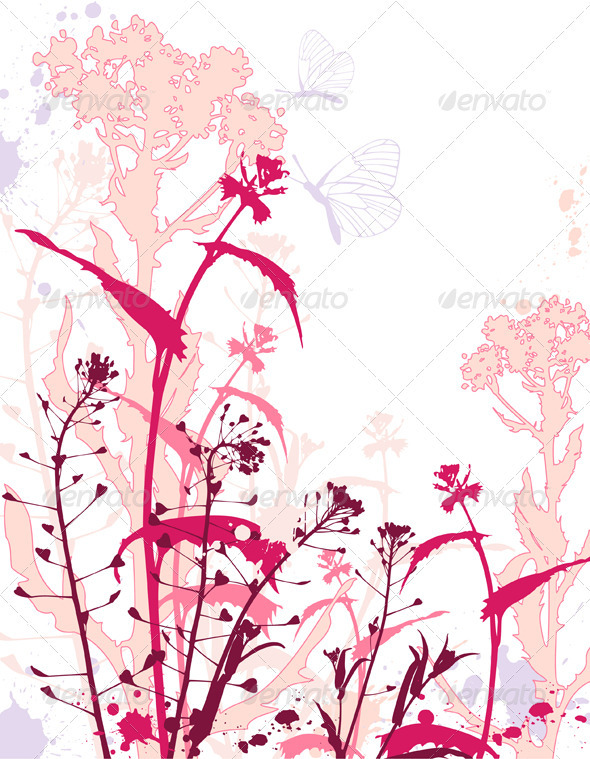 Grunge Background with Flowers - Flowers & Plants Nature