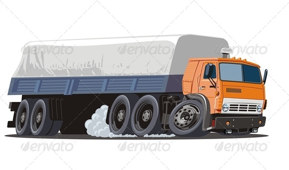 Cartoon Cargo Semi Truck - Man-made Objects Objects