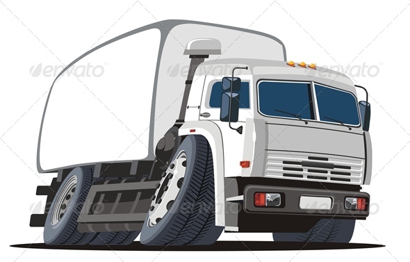 Cartoon Cargo Truck - Man-made Objects Objects