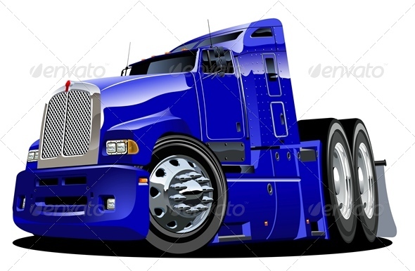 Cartoon Semi Truck - Man-made Objects Objects