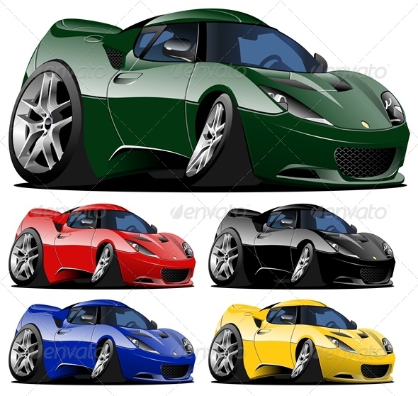 Vector Cartoon Sport Car - Man-made Objects Objects