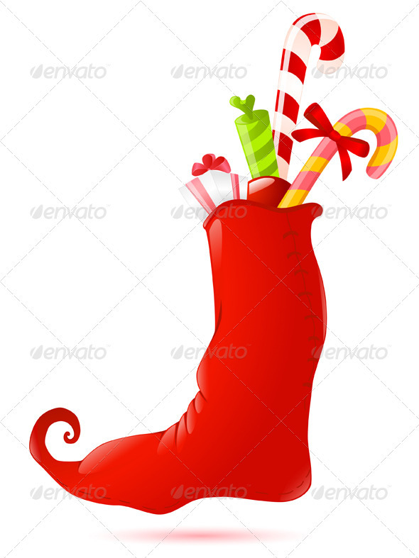 Christmas Sock with Gifts - Christmas Seasons/Holidays