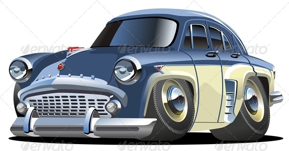 Cartoon Retro Car - Man-made Objects Objects
