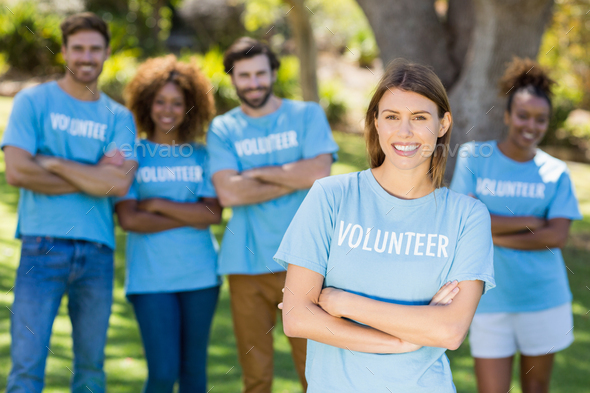 Portrait of volunteer group posing Stock Photo by Wavebreakmedia ...