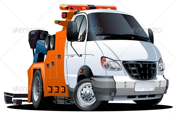 Cartoon Tow Truck - Man-made Objects Objects