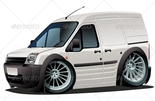 Cartoon Delivery Van - Man-made Objects Objects