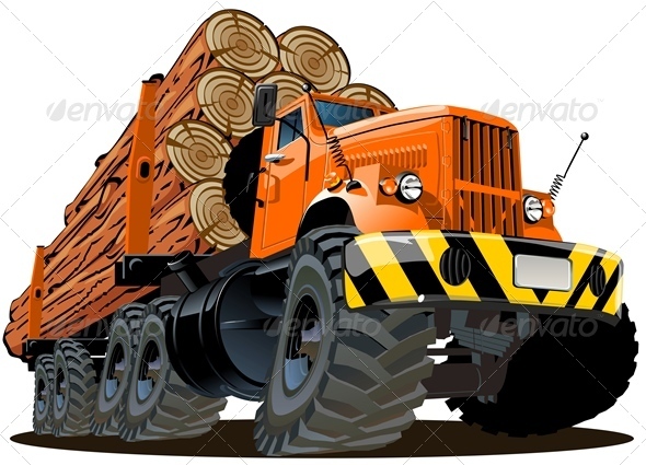 cartoon Logging truck - Man-made Objects Objects