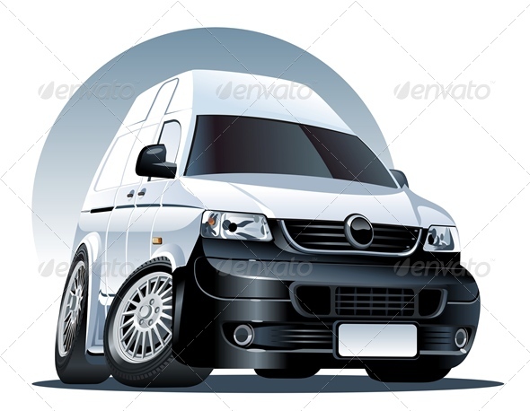 Cartoon Delivery Van - Man-made Objects Objects