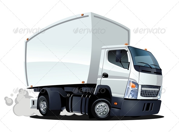Delivery Cargo Cartoon Truck - Man-made Objects Objects