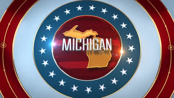 Michigan United States of America State Map with Flag 4K