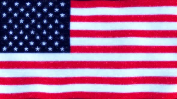 USA flag waving digital dots motion design. Independence Day modern background.