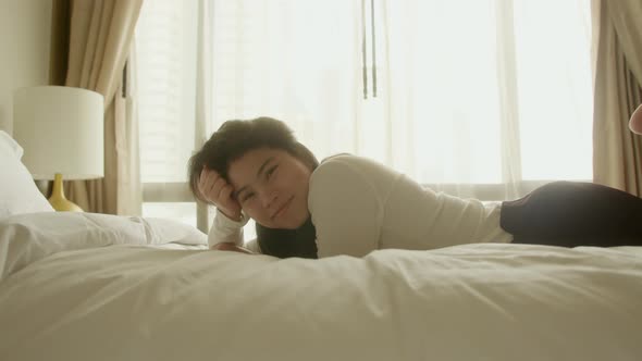 asian female woman enjoy morning relax lifestyle alt