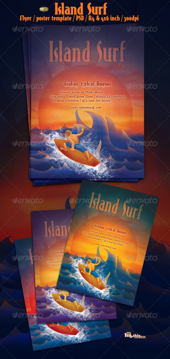 Island surf - flyer/poster template - Events Flyers
